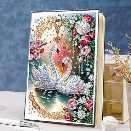 5D Diamant Painting Notizbuch Schwan A5 – Kreatives Tagebuch DIY