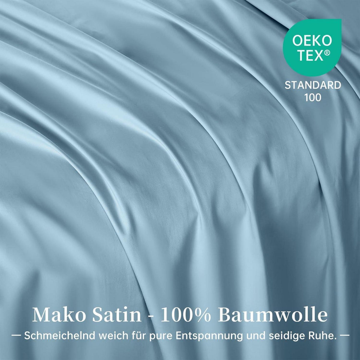 Satin Bettwäsche Set 200x220 cm Baumwolle Blau