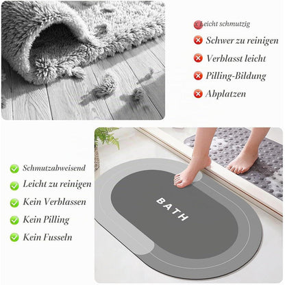 Rutschfeste Badematte Grau 60x150cm – Schnelltrocknend & Saugfähig