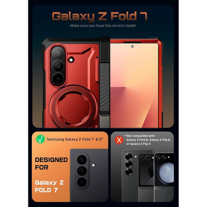 Hülle mit Ständer für Samsung Galaxy Z Fold 7, MagSafe, Displayschutz, Rot
