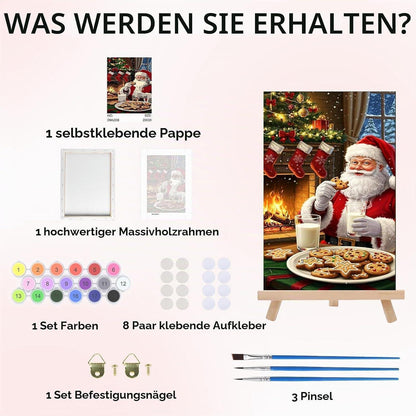 Weihnachtsmann Malen nach Zahlen mit Rahmen – DIY Leinwand Set