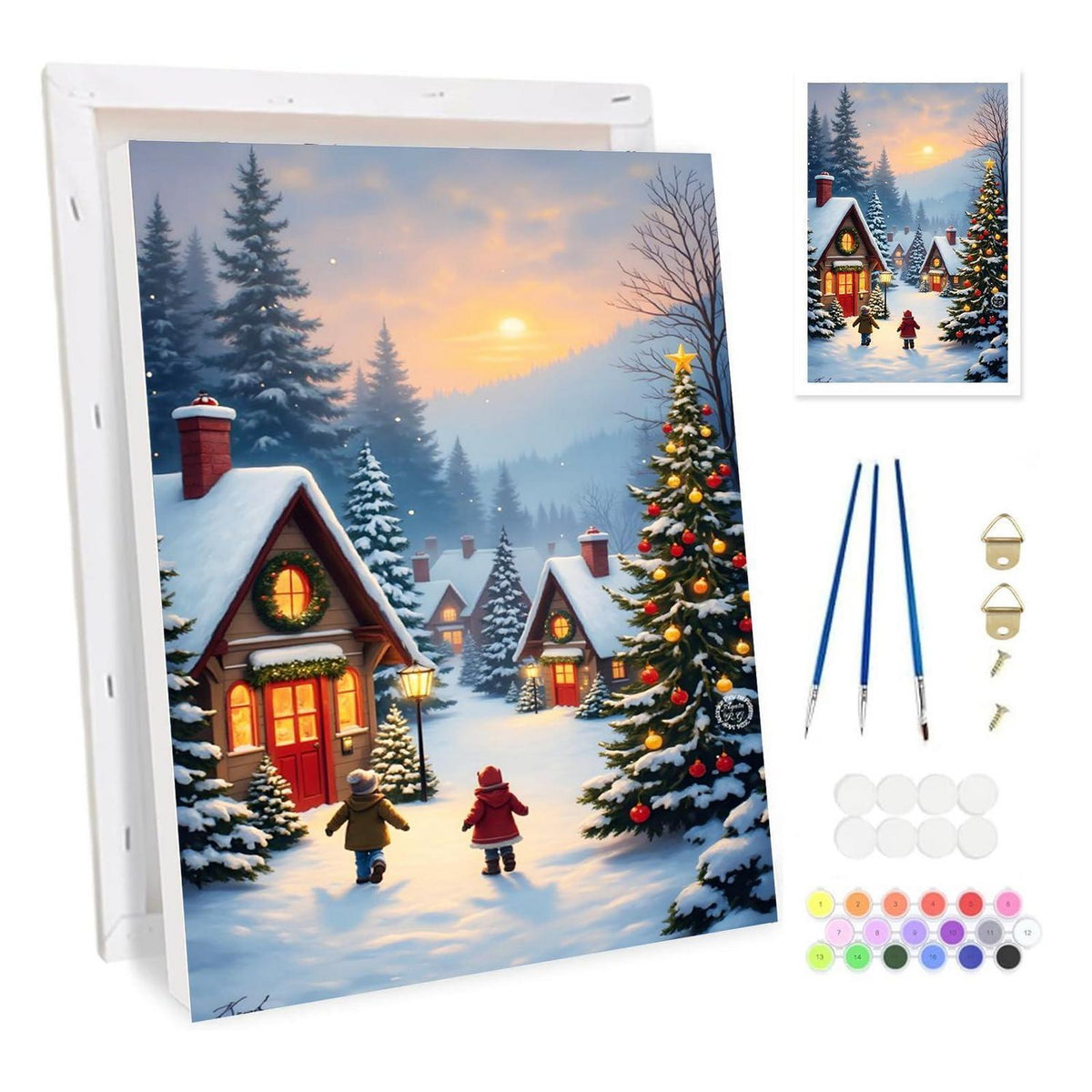 Weihnachtsbaum Malen nach Zahlen mit Rahmen – DIY Geschenk für Erwachsene