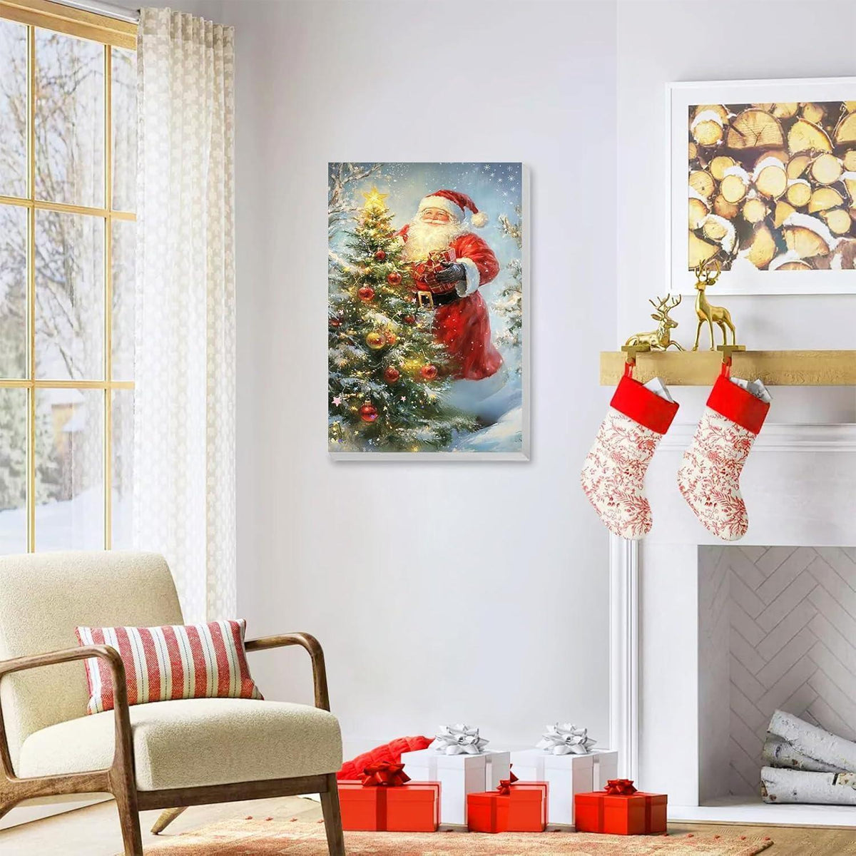 Weihnachtsmann Malen nach Zahlen Set mit Rahmen für Erwachsene