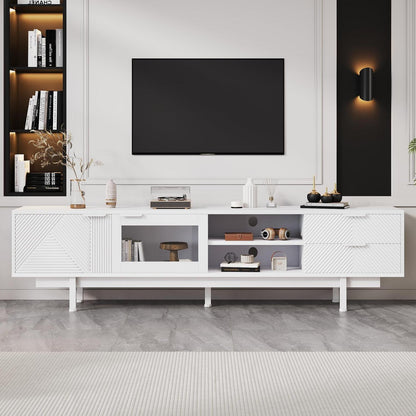 TV Lowboard Weiß mit Stauraum – 200x40x50.5cm