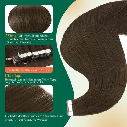 Echthaar Tape Extensions Braun 50cm – Natürliche Verlängerung