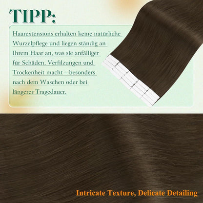 Echthaar Tape Extensions Braun 50cm – Natürliche Verlängerung