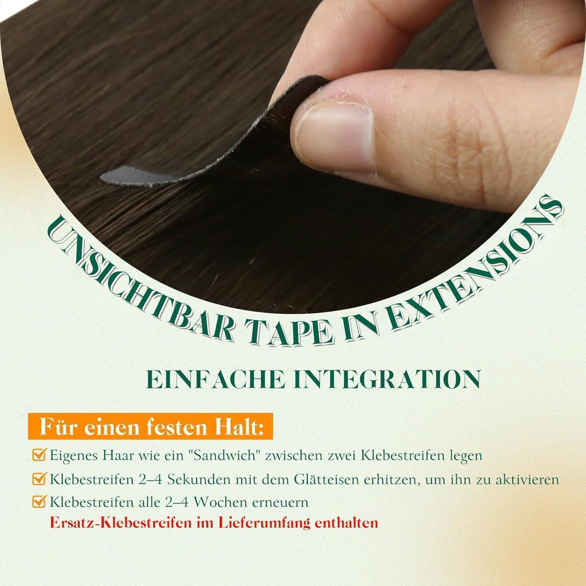 Echthaar Tape Extensions Braun 50cm – Natürliche Verlängerung