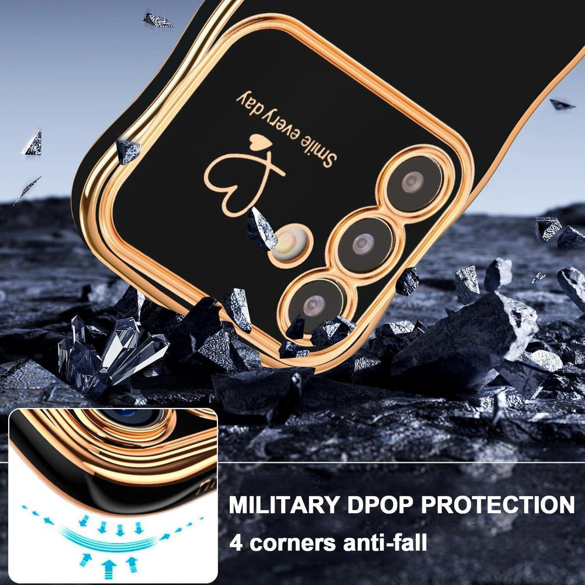 Schutzhülle Samsung Galaxy A17 4G/5G, Mädchen, lockige Wellen, galvanisiert, Schwarz