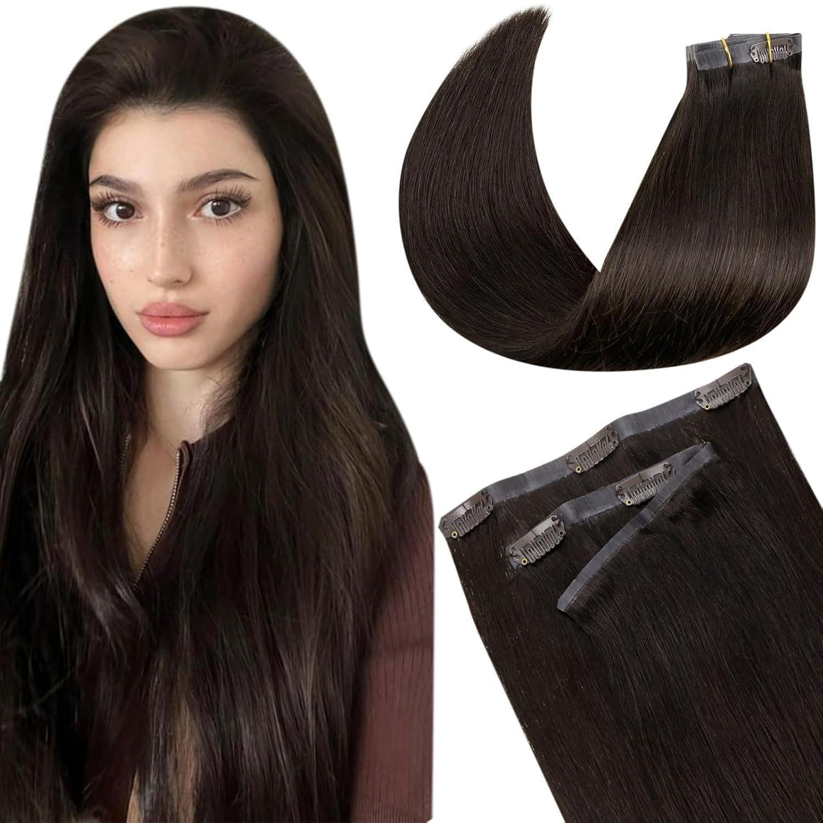 Echthaar Clip-Ins Blond – Platinblond, 45cm, 100g