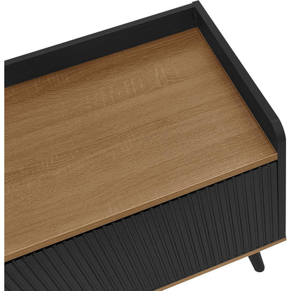 TV Lowboard Schwarz/Holz mit 3 Türen – 160x39x49,5cm