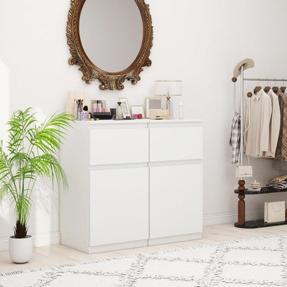 2er-Set Kommoden Weiß mit Schublade & Tür – Schlafzimmer Möbel