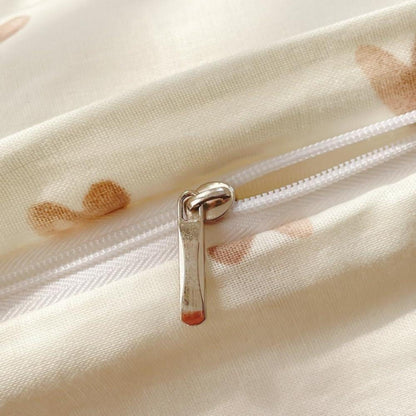 Bettwäsche Set 200x220 Beige Braun Herzen Mädchen