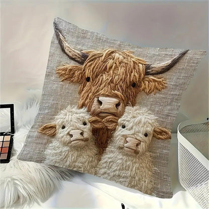 2x Kissenbezug Alpaka/Kuh 45x45cm - Weiche Tier-Deko