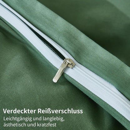 4teilige Bettwäsche 135x200 Grün – 100% Baumwolle