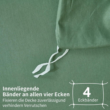 4teilige Bettwäsche 135x200 Grün – 100% Baumwolle