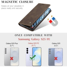 Handyhülle Klappbar für Samsung Galaxy S25 FE 5G Kaffee in Lederoptik