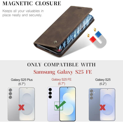 Handyhülle Klappbar für Samsung Galaxy S25 FE 5G Kaffee in Lederoptik