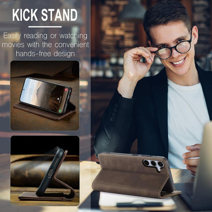 Handyhülle Klappbar für Samsung Galaxy S25 FE 5G Kaffee in Lederoptik