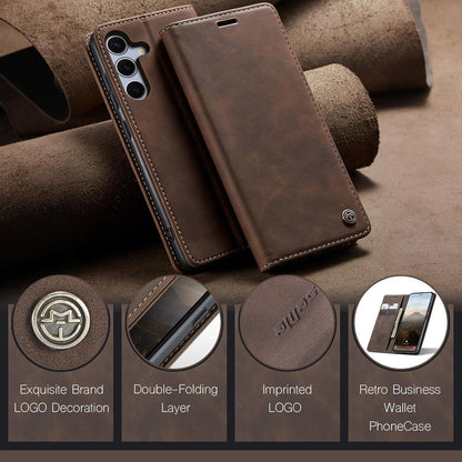 Handyhülle Klappbar für Samsung Galaxy S25 FE 5G Kaffee in Lederoptik