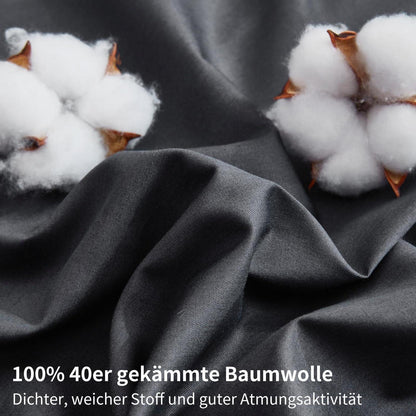 4teilige Bettwäsche 135x200 Baumwolle Grau – Weich & Atmungsaktiv