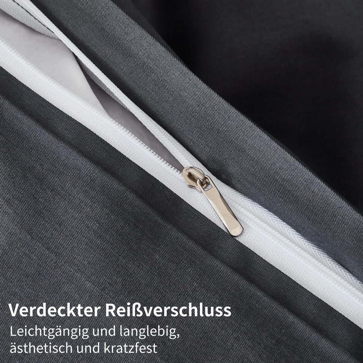 4teilige Bettwäsche 135x200 Baumwolle Grau – Weich & Atmungsaktiv