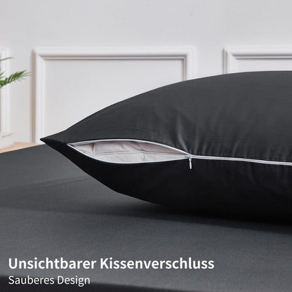 4teilige Bettwäsche 135x200 Baumwolle Grau – Weich & Atmungsaktiv