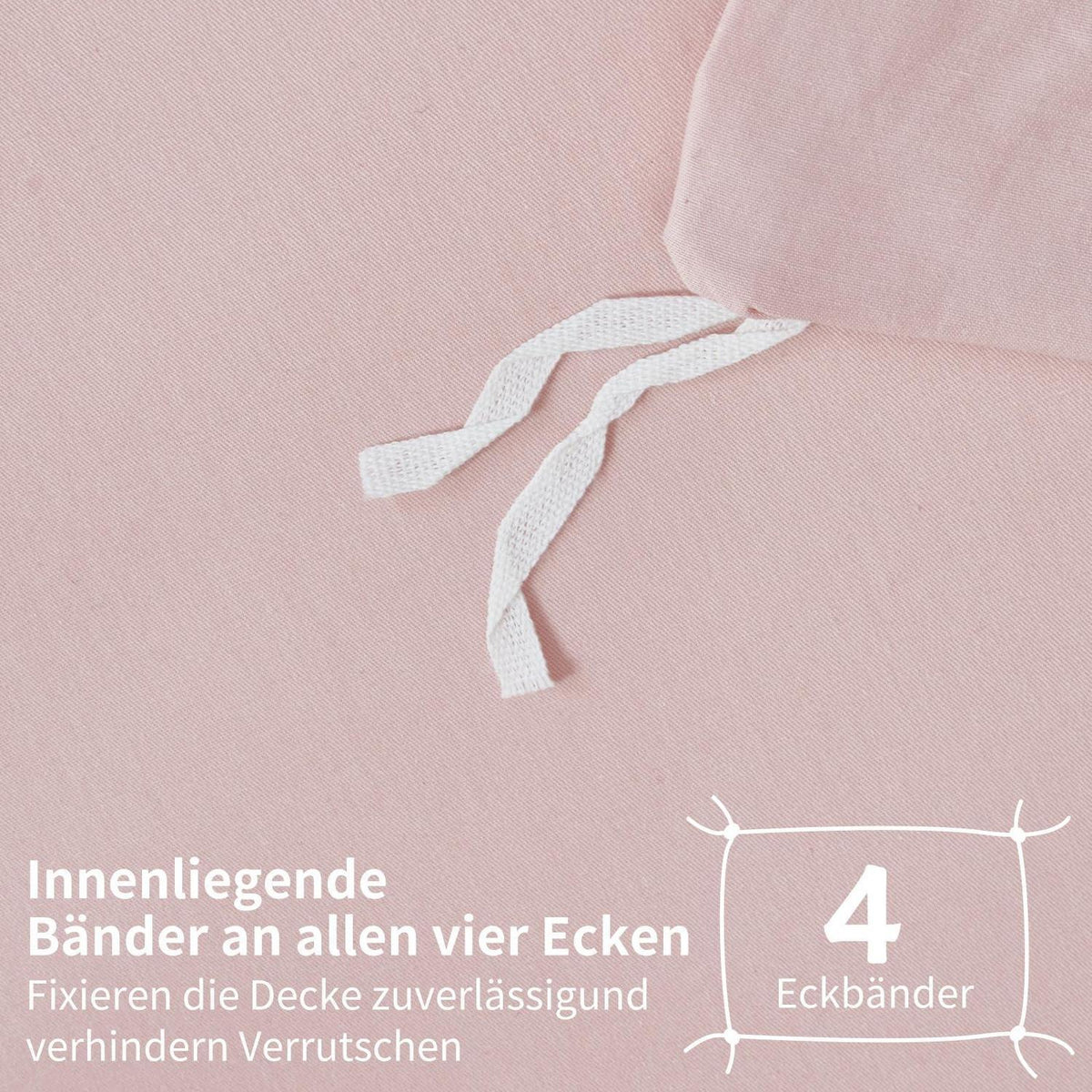 Rosa Bettwäsche-Set 220x240 cm - 100% Baumwolle
