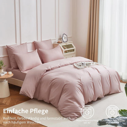 Rosa Bettwäsche-Set 220x240 cm - 100% Baumwolle
