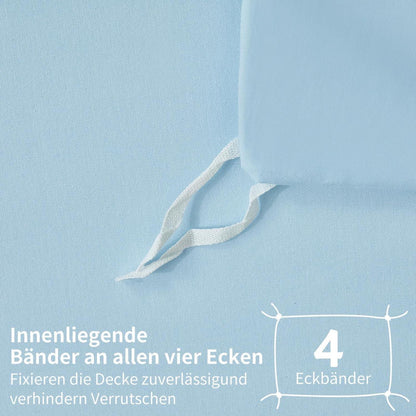 4teilige Bettwäsche 135x200 Baumwolle Blau – Weich & Atmungsaktiv