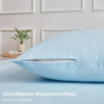 4teilige Bettwäsche 135x200 Baumwolle Blau – Weich & Atmungsaktiv