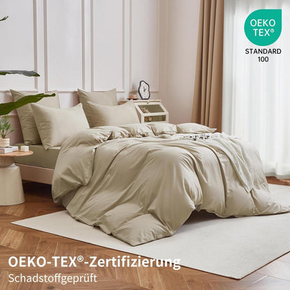 4teilige Bettwäsche 135x200 Khaki – 100% Baumwolle
