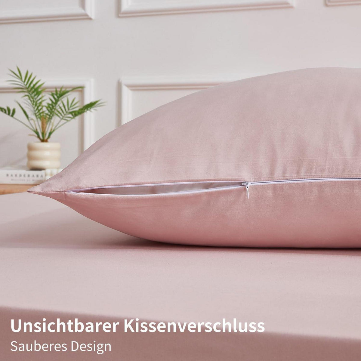 Rosa Baumwoll Bettwäsche 135x200 - 4-teilig, Kühlend & Weich