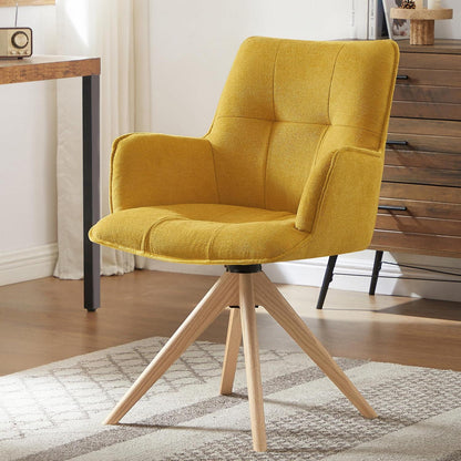 Drehbarer Sessel Gelb Bouclé – Wohnzimmer & Schminktisch