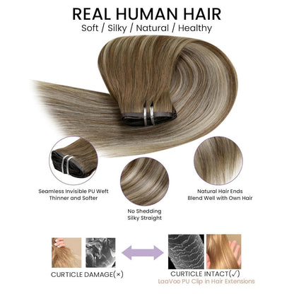 Echthaar Clip-in Extensions Balayage Blond 40cm