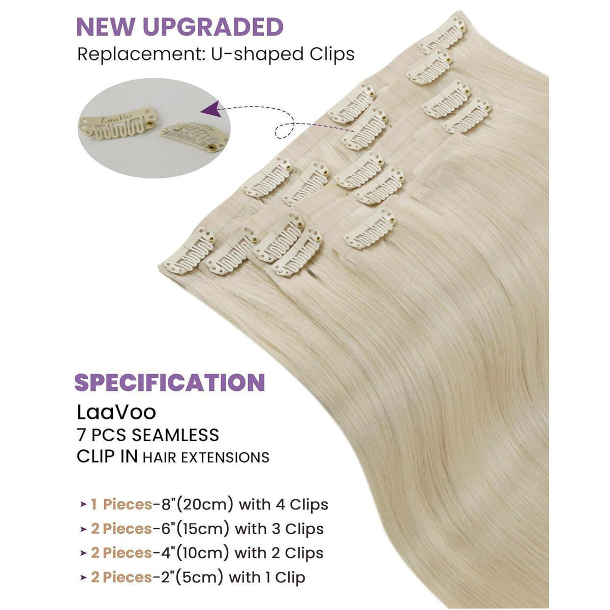 Echthaar Clip-in Extensions Blond #613 – 45cm, 100g