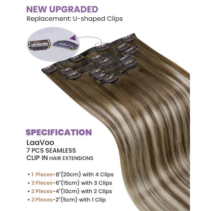 Echthaar Clip-Ins Braun Balayage 50cm - Salon Qualität