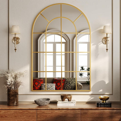 Koonmi Gitter Wandspiegel Gold 90x60 cm – Dekorativer Spiegel