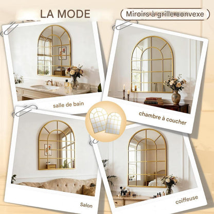 Koonmi Gitter Wandspiegel Gold 90x60 cm – Dekorativer Spiegel