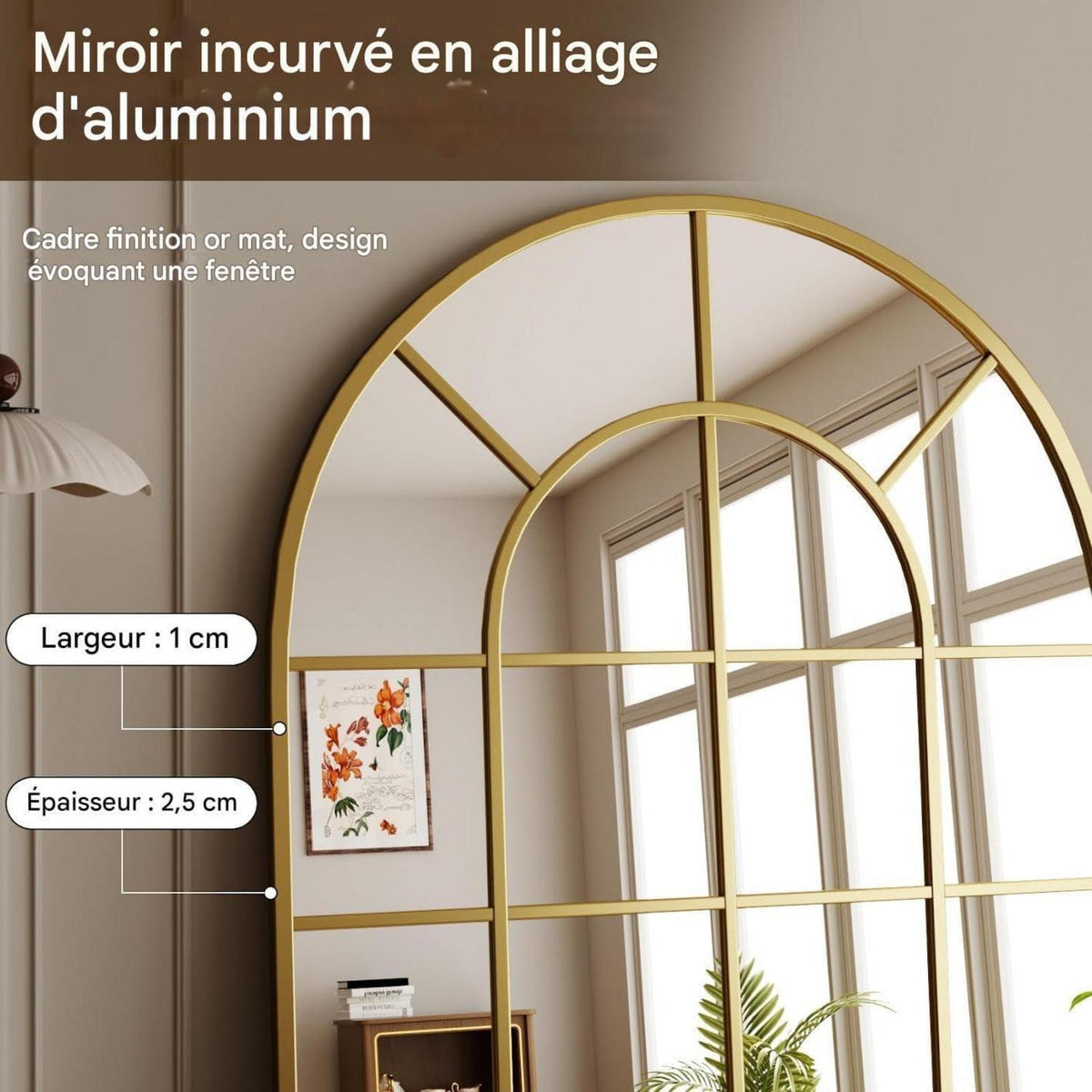 Koonmi Gitter Wandspiegel Gold 100x75 cm – Dekorativer Spiegel