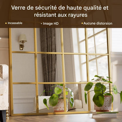 Koonmi Gitter Wandspiegel Gold 100x75 cm – Dekorativer Spiegel