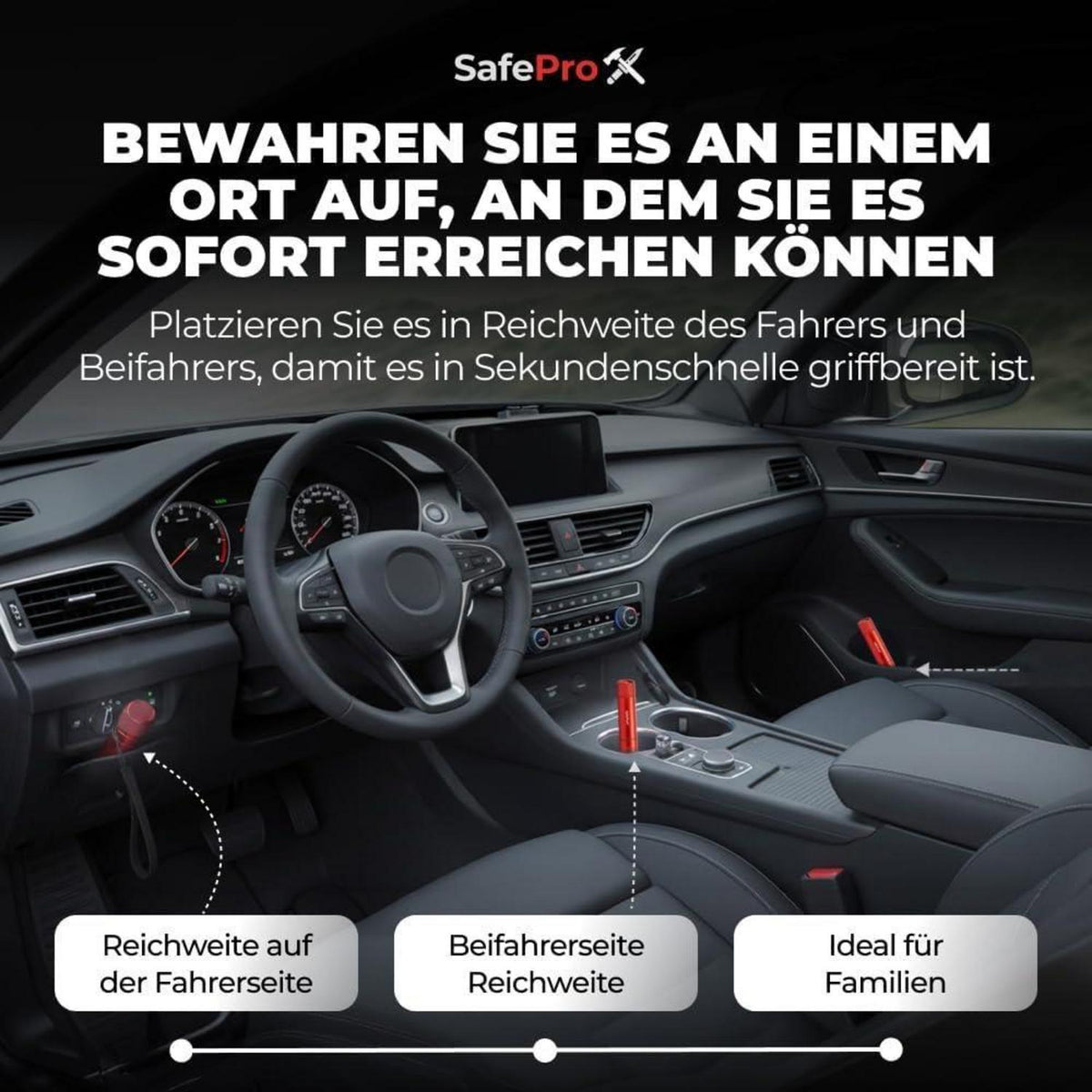 Notfallhammer Auto mit Gurtschneider (6er-Pack)