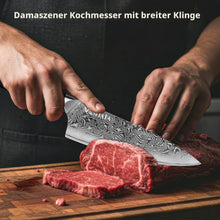 20cm Damast Kochmesser mit Wetzstahl – Scharfes Küchenmesser