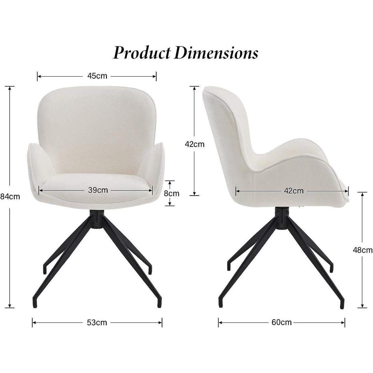 Drehbare Esszimmerstühle 2er Set – Gepolstert, Weiß