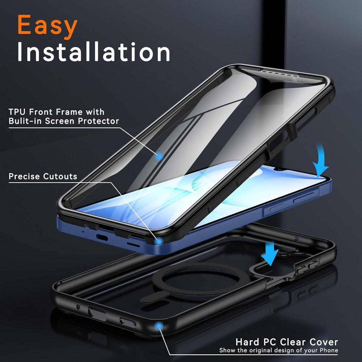 360° Handyhülle mit Displayschutz für Samsung Galaxy A17 5G (Schwarz)