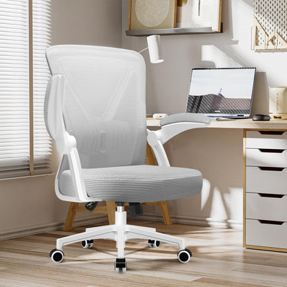 Ergonomischer Bürostuhl mit Lendenstütze und Wippfunktion, Grau