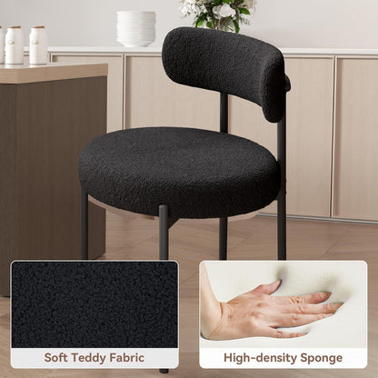 Teddy Stoff Esszimmerstühle 2er Set – Bouclé & Mid-Century Design