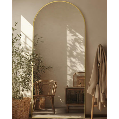 Gewölbter Ganzkörperspiegel mit Aluminiumrahmen – 161x52 cm