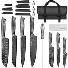12-teiliges Küchenmesser-Set Edelstahl mit Wetzstahl & Tasche