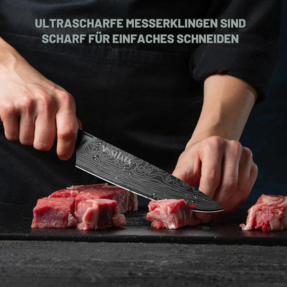 12-teiliges Küchenmesser-Set Edelstahl mit Wetzstahl & Tasche