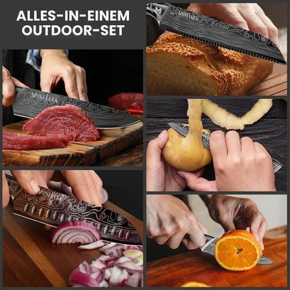 12-teiliges Küchenmesser-Set Edelstahl mit Wetzstahl & Tasche